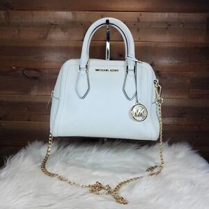 Michael Kors White Ayden Medium Saffiano Leather Satchel
